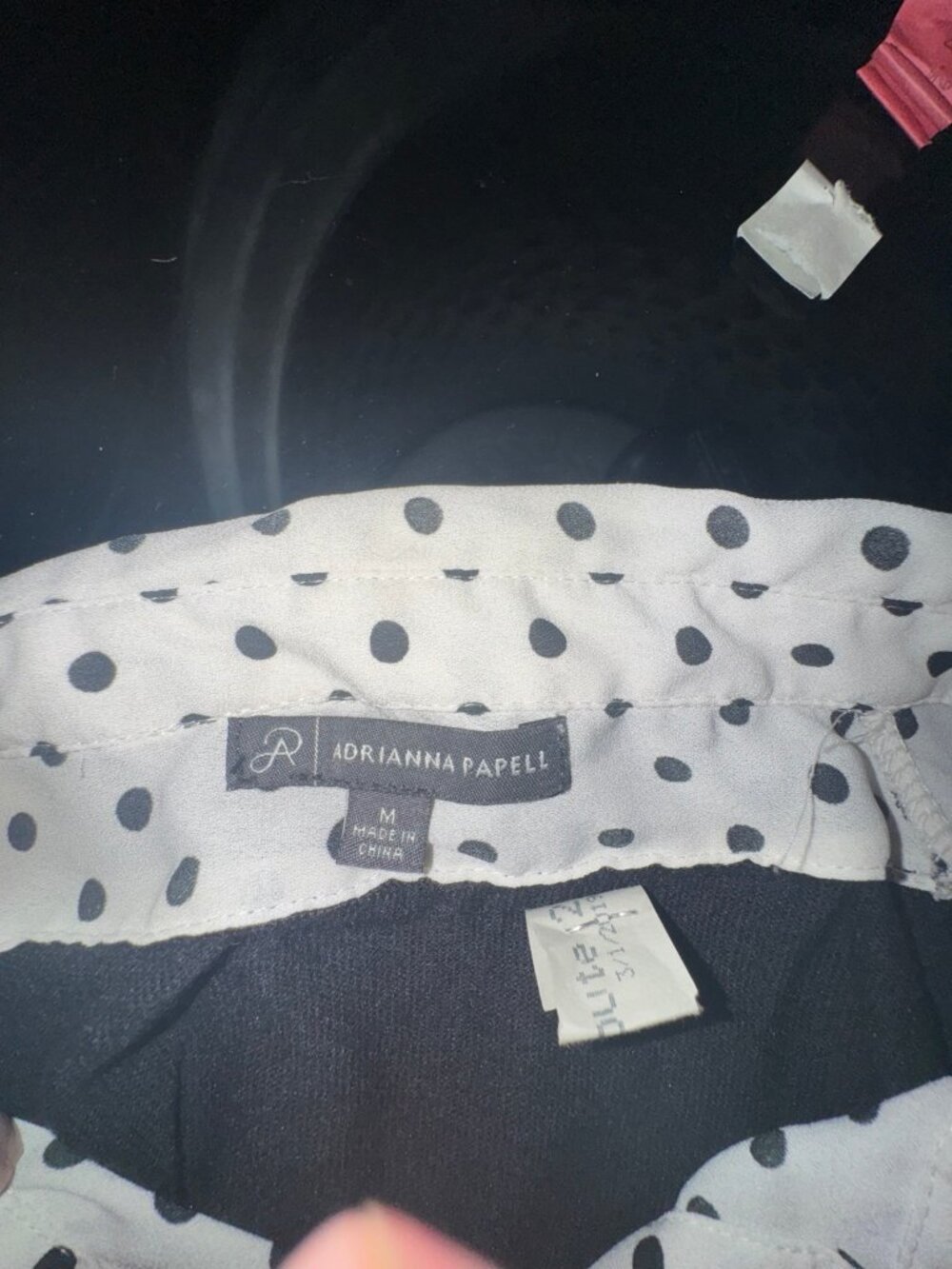 Adrianna Papell Black Layered Polka Dot Sweater